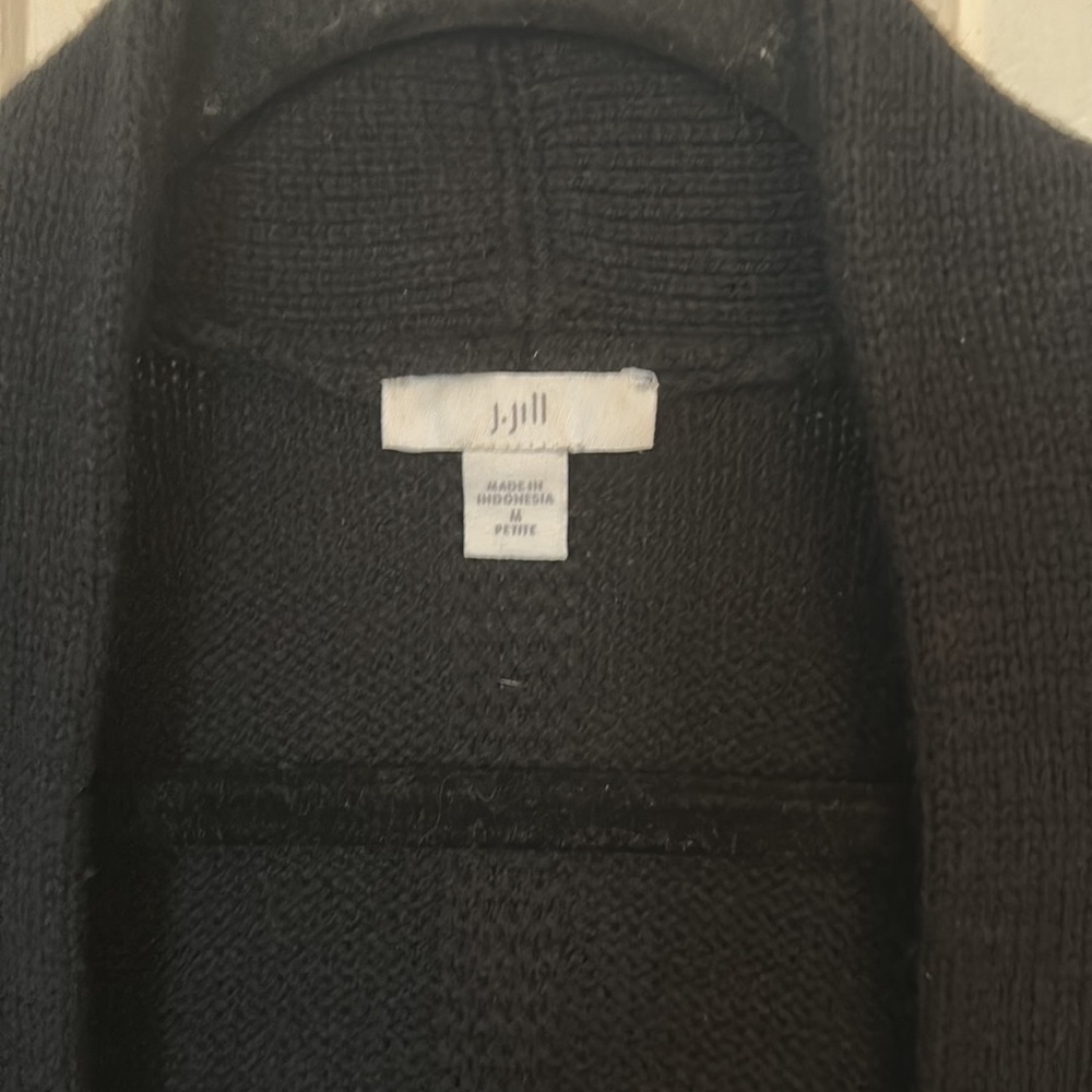 J Jill black shawl collar open front cardigan black medium petite - Picture 4 of 5